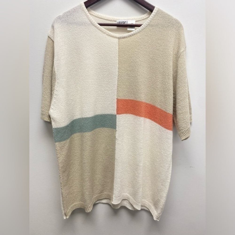 4 for $25 🧁 Basic Tan/Brown Color Block Short Sleeve Knit Top Size 26W